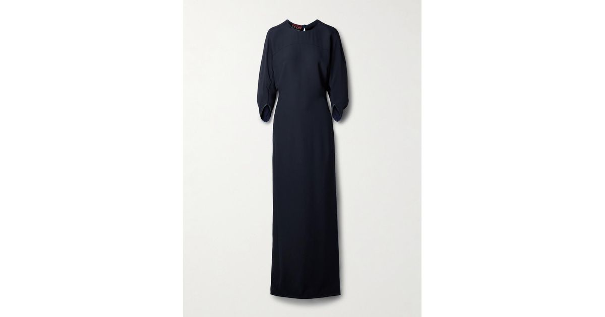 Gucci Silk Satin-Trimmed Cady Gown in Blue | Lyst