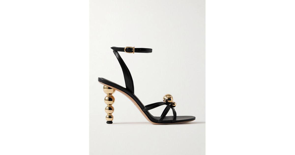 Ferragamo Karina Embellished Leather Sandals in White | Lyst
