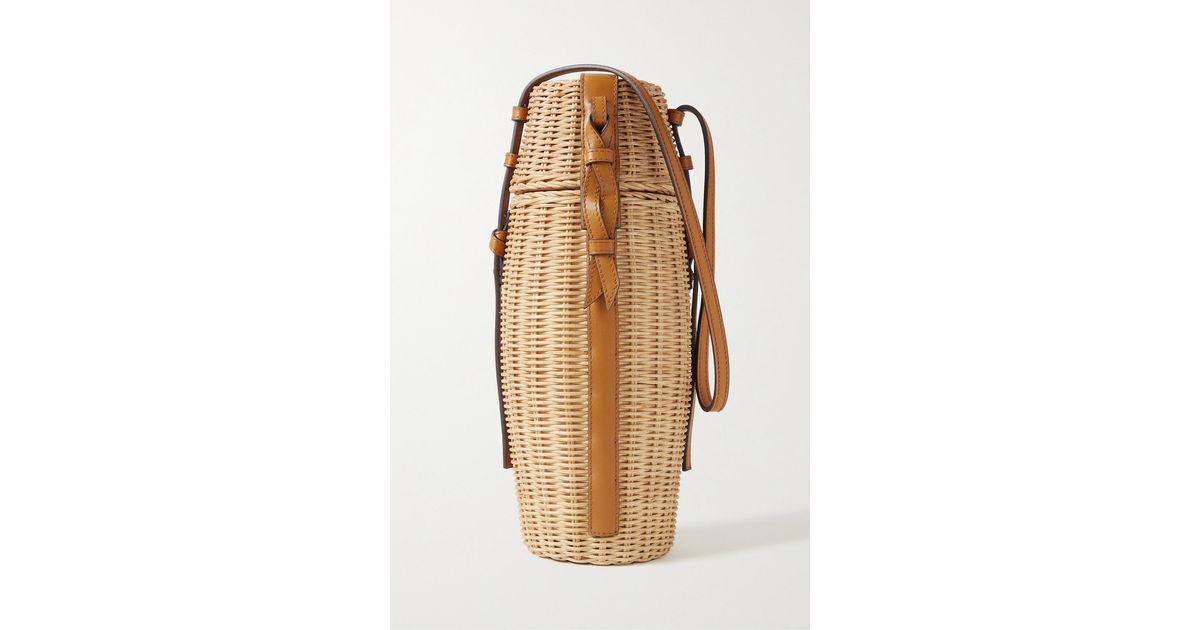 Ulla Johnson Meadow Leather-trimmed Straw Wine Bottle Holder in Natural |  Lyst