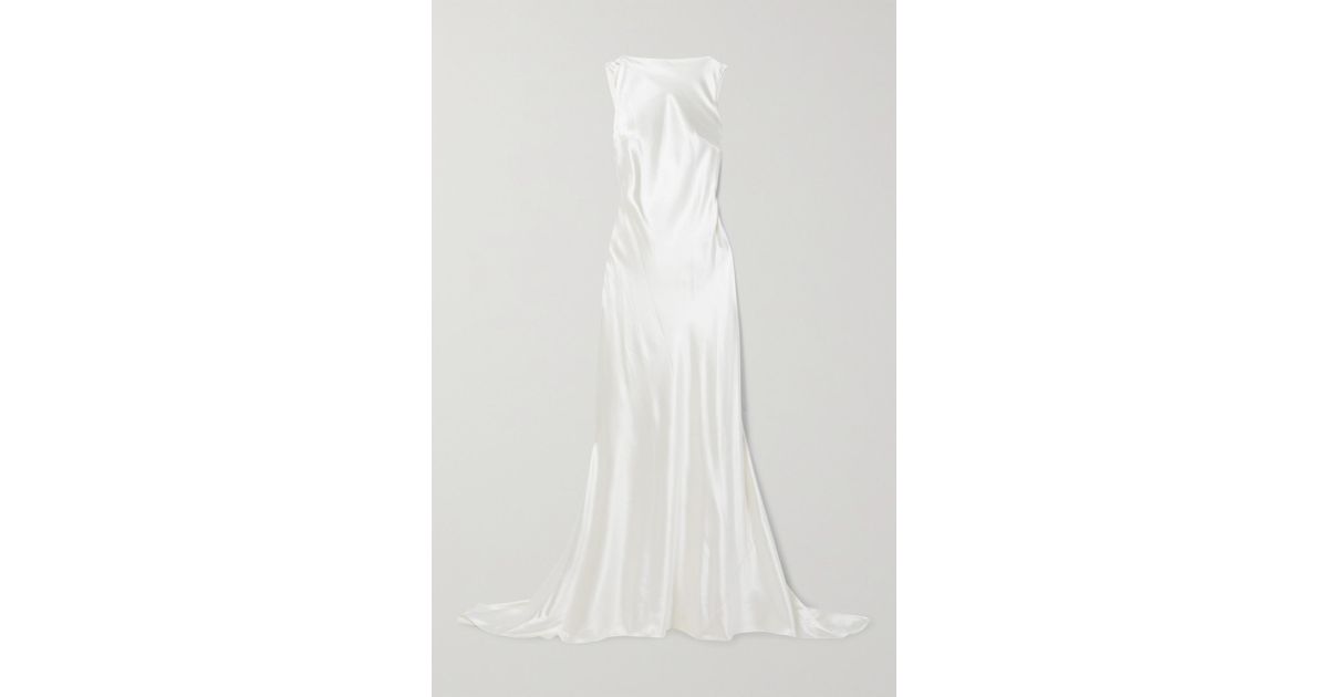 Danielle Frankel Charlie Draped Silk And Wool-blend Charmeuse Gown in ...