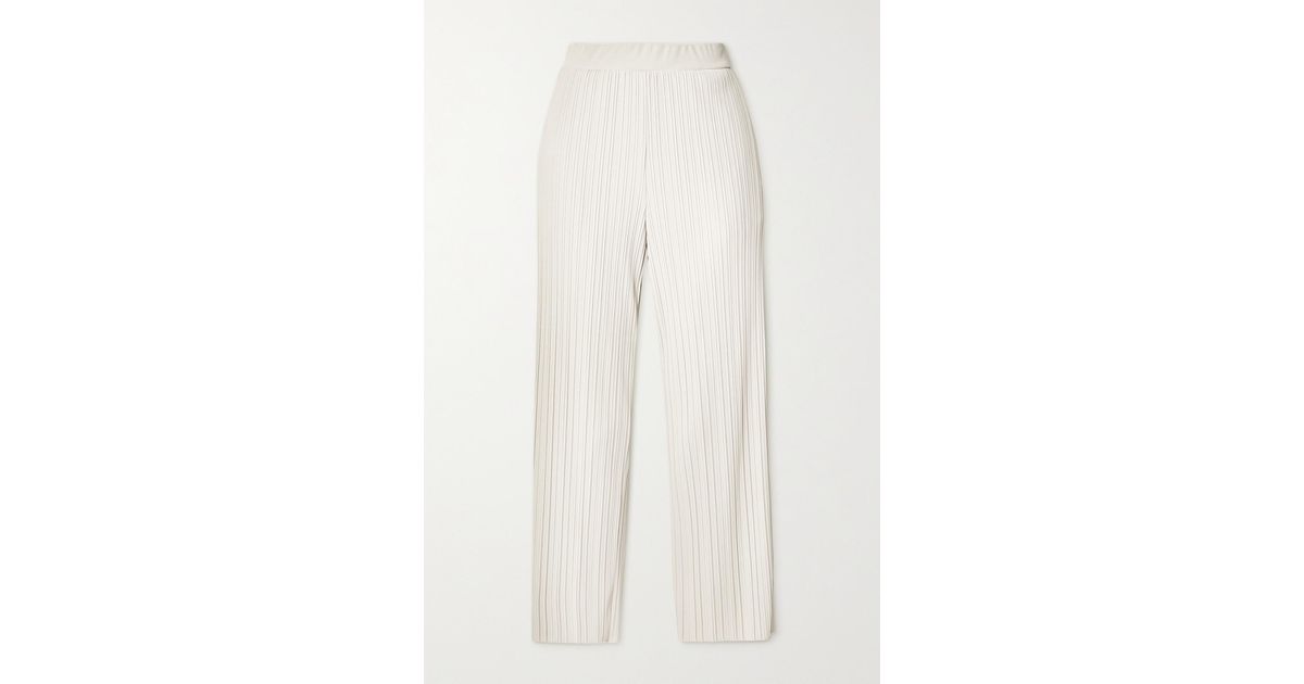 Max Mara Synthetic Leisure Siberia Plissé-jersey Wide-leg Pants in Ivory  (White) | Lyst Canada