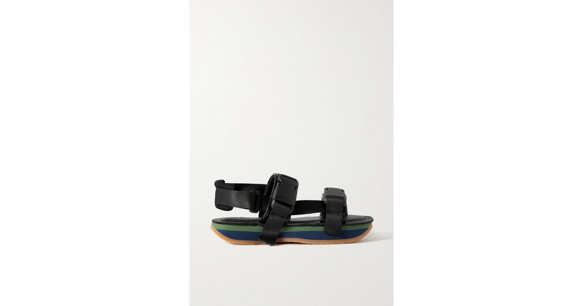 See By Chloé Ysee Leather And Canvas Platform Sandals in Black | Lyst