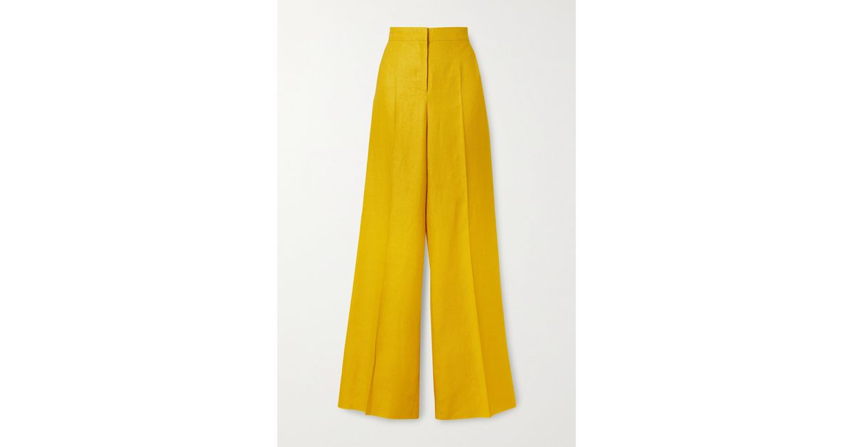 Max Mara Ginosa Linen-twill Wide-leg Pants in Yellow