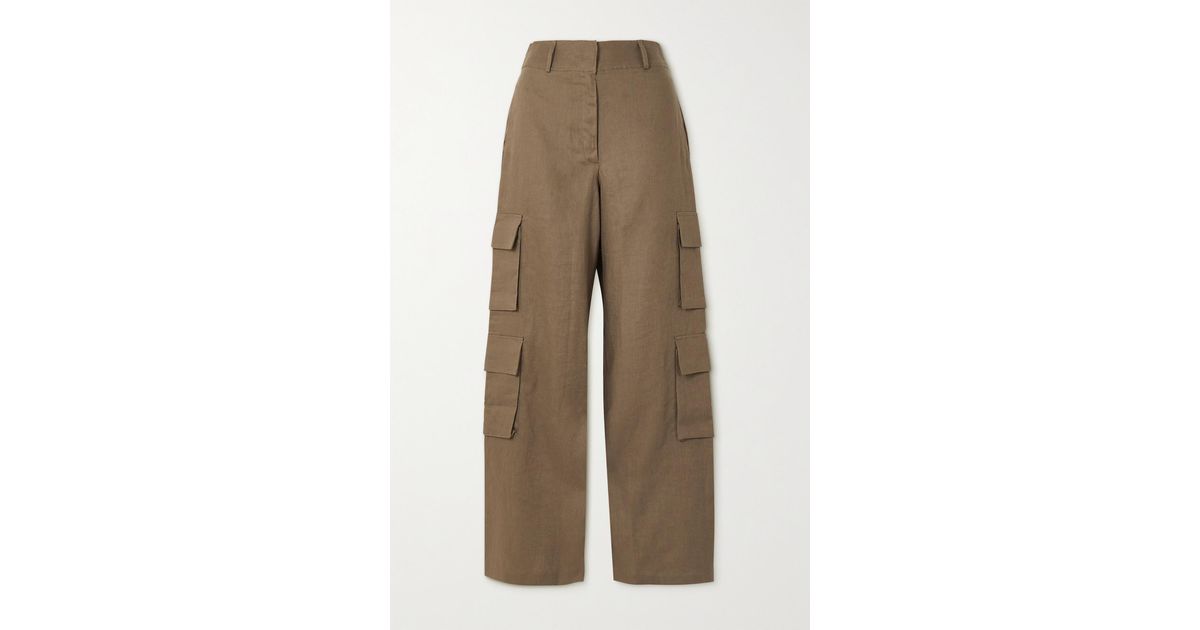 Reformation + Net Sustain Mateo Linen Wide-leg Cargo Pants in Natural ...