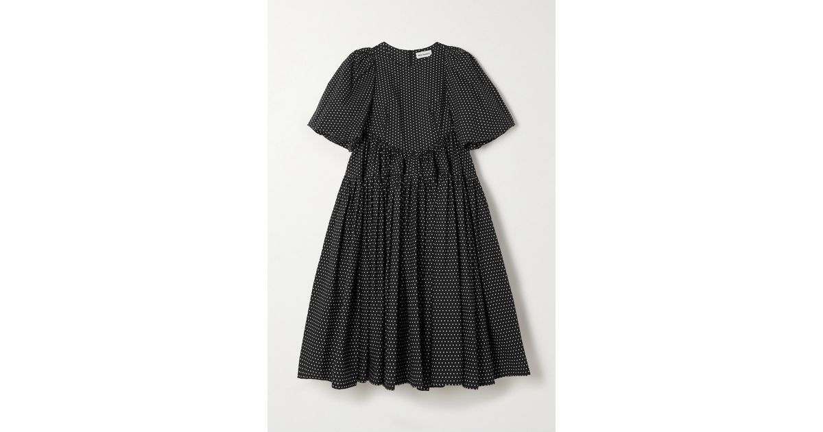 Molly Goddard Allegra Ruched Polka-dot Cotton-poplin Midi Dress in ...