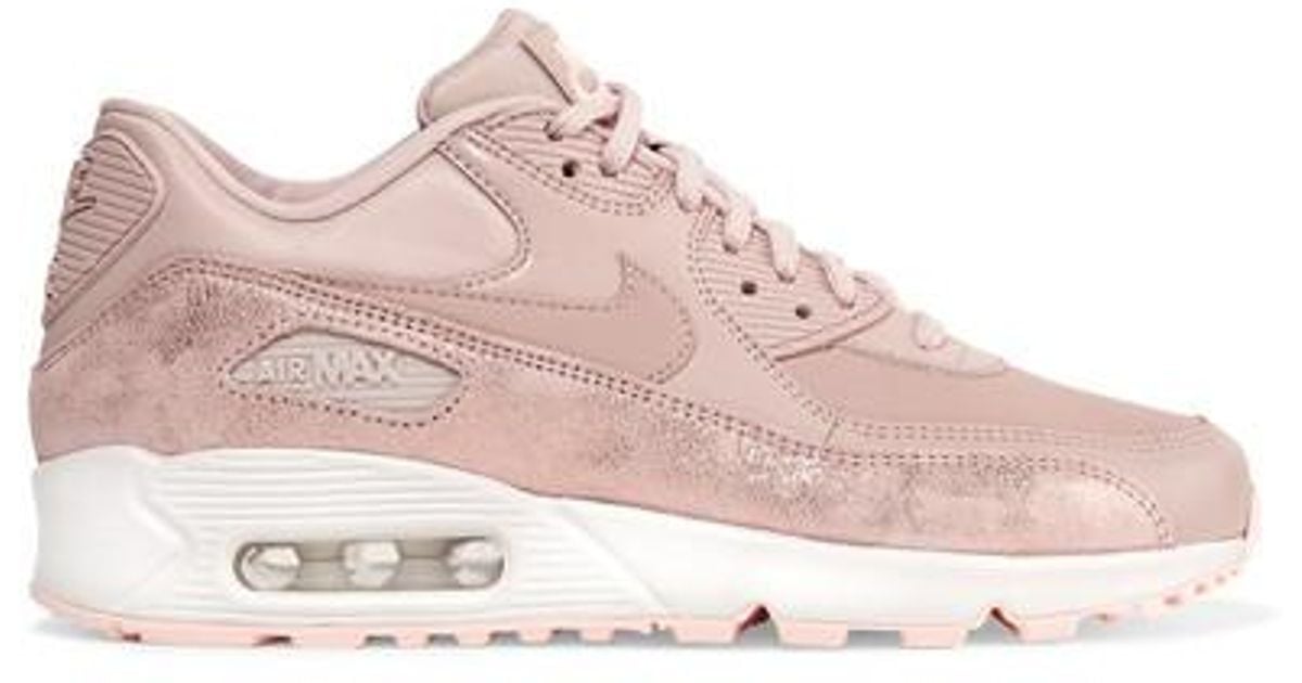 Nike Pink Air Max 90 Premium Cracked Metallic suede, Leather And Mesh Sneakers Nike Air Max 90 Premium Shoe