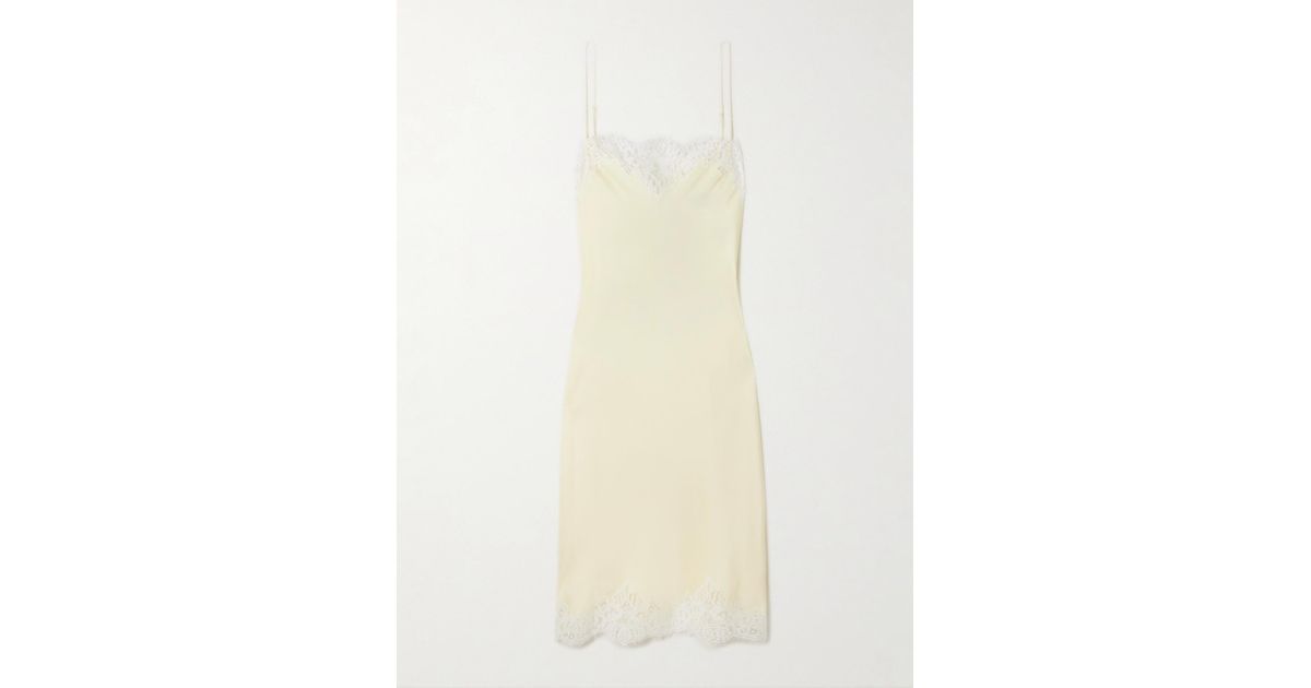 Stella McCartney Iconic Lace-Trimmed Satin Midi Dress in White | Lyst