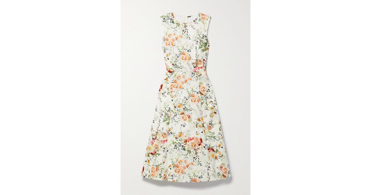 Adam Lippes Eloise Floral-print Cotton-blend Twill Midi Dress in White ...