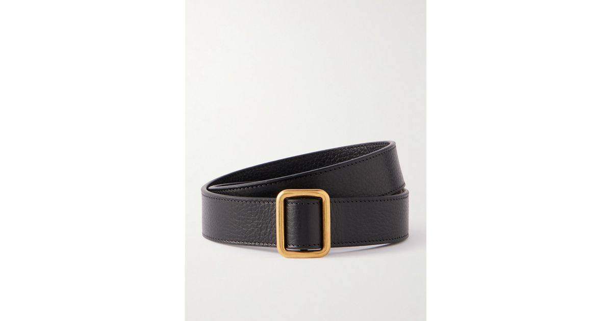 The Row Jin Textured-Leather Belt in Black | Lyst