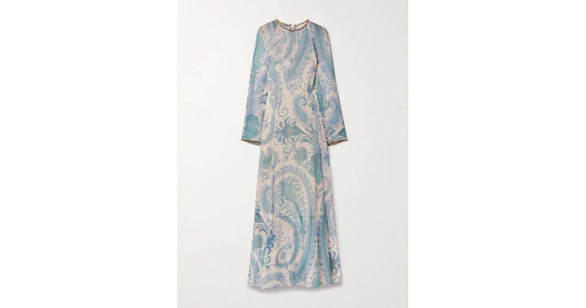 【Zimmermann】Illuminate beaded paisley maxi dress Illuminate beaded paisley maxi dress in blue - Zimmermann