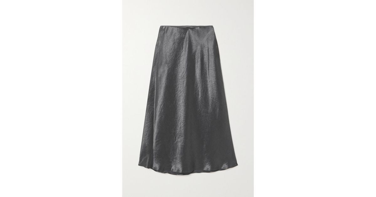 Max Mara Leisure Alessio Crinkled-satin Midi Skirt in Gray | Lyst