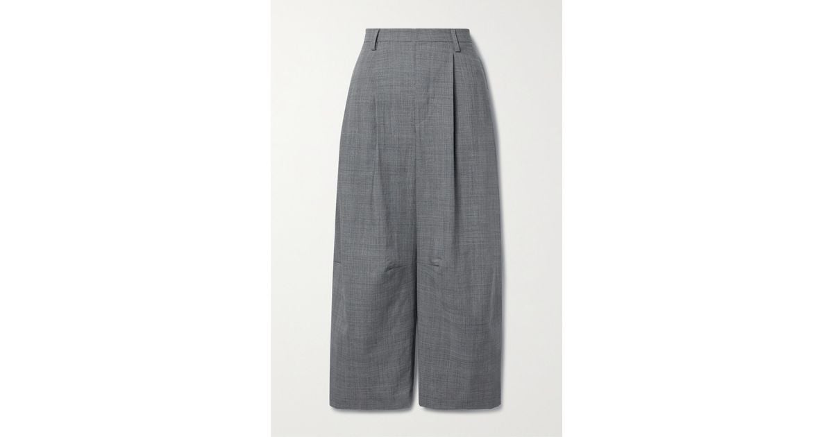 R13 Cropped Pleated Houndstooth Wool Wide-leg Pants in Gray | Lyst