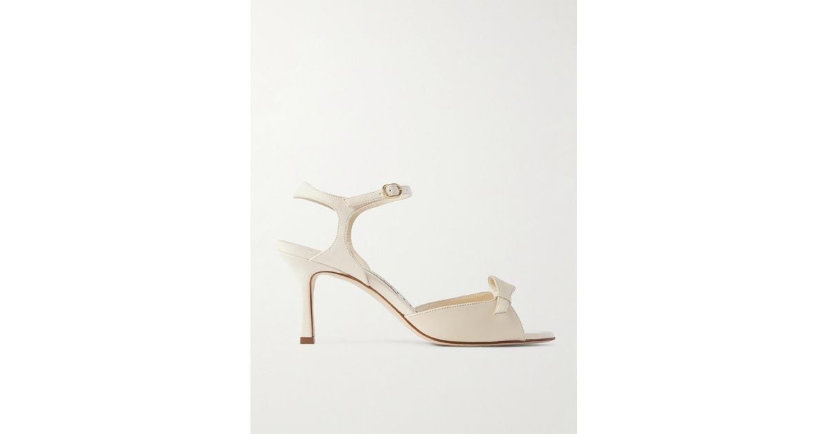 【Manolo Blahnik】Limosan 70 レザーサンダル Manolo Blahnik Limosan 70 Leather Sandals in Natural | Lyst