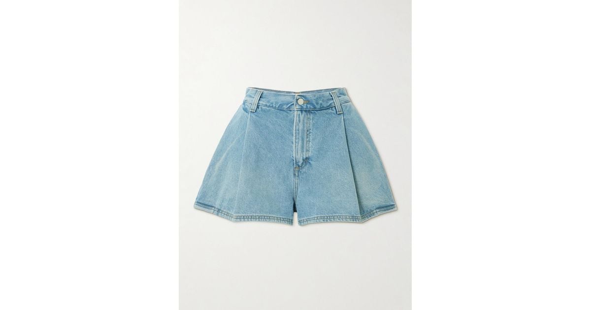 Haikure Ashley Pleated Denim Shorts in Blue | Lyst