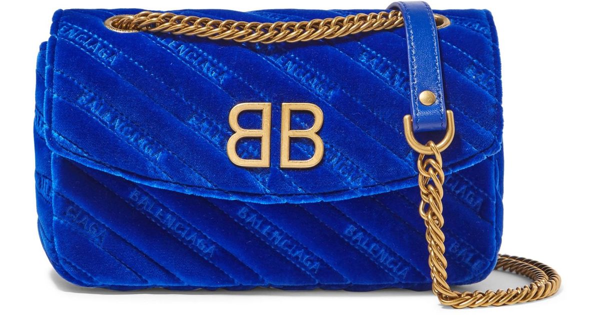 balenciaga blue velvet bag