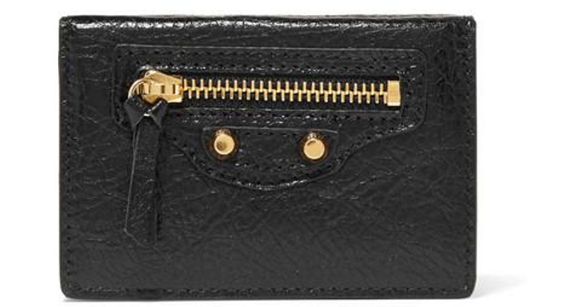 balenciaga classic city mini textured-leather wallet