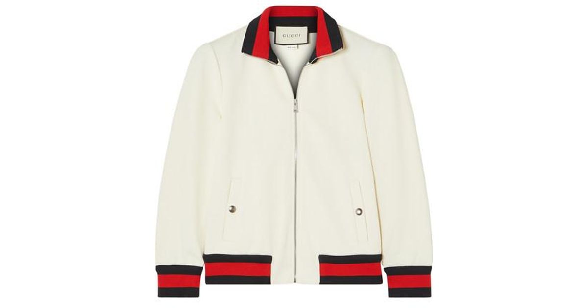 Gucci Synthetic Striped Twill Bomber Jacket in Ivory (White) | Lyst