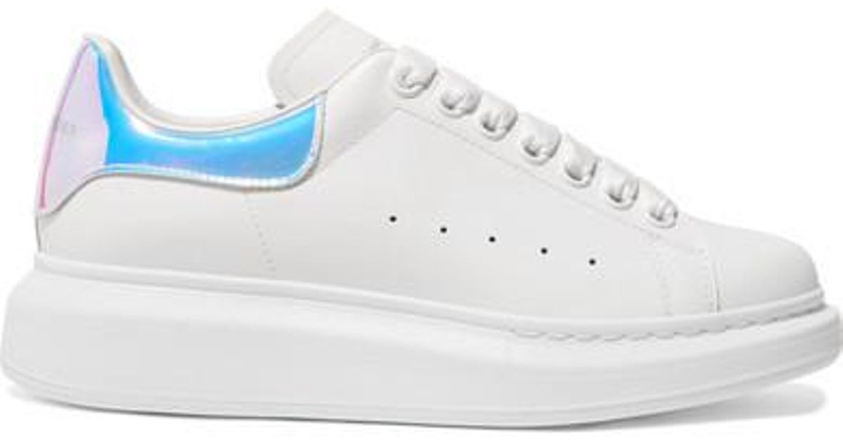 Alexander McQueen Iridescent-trimmed Leather Exaggerated-sole Sneakers ...