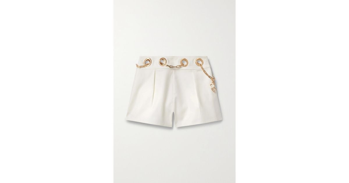 Cult Gaia Lucia Embellished Cotton-blend Shorts in Natural | Lyst