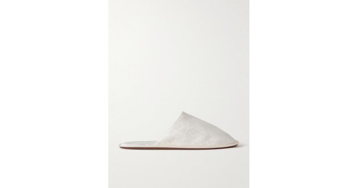 The Row Frances Satin-Jacquard Slippers in White | Lyst