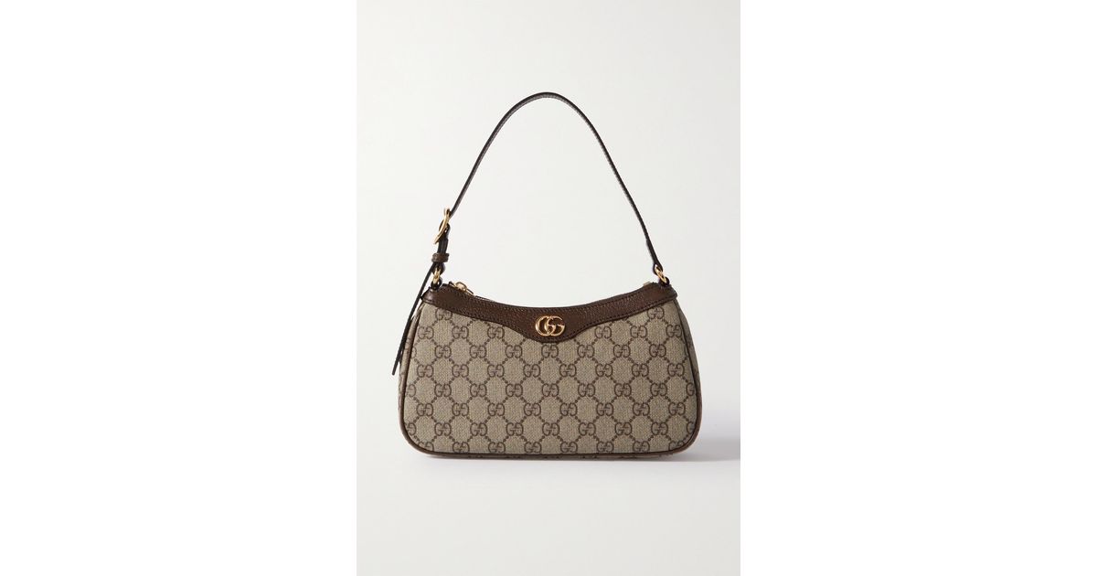 GUCCI Ophidia textured leather-trimmed printed coated-canvas shoulder bag