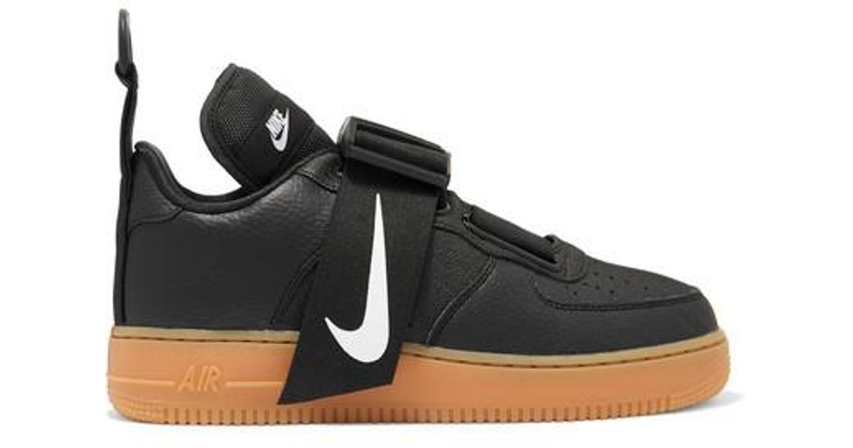 Nike Air Force 1 Utility Piqué, Smooth And Textured-leather Sneakers in  Black | Lyst