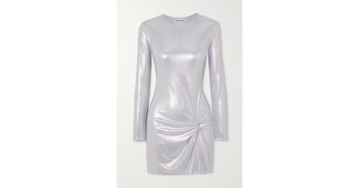 Reformation Roxbury Metallic Knitted Mini Dress in White | Lyst