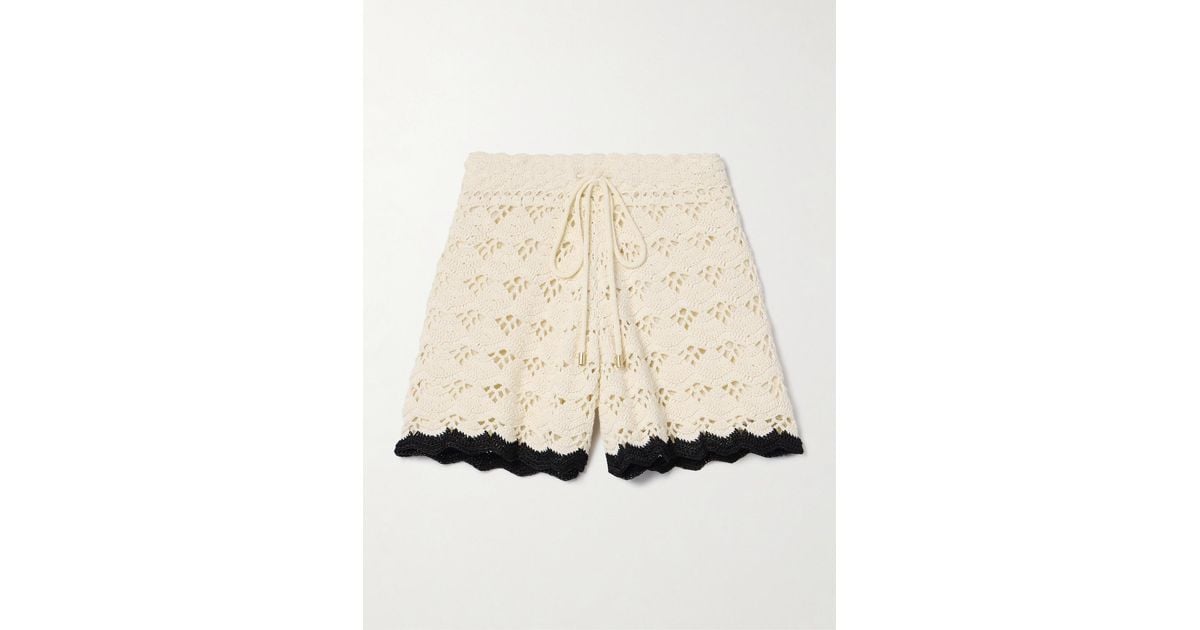 Zimmermann Rhiannon Crocheted Cotton Shorts in Natural | Lyst