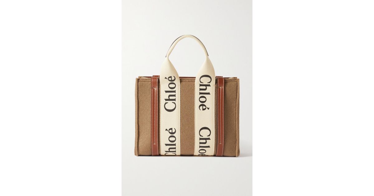 Chloé + Net Sustain Woody Small Leather-trimmed Wool-felt Tote in 