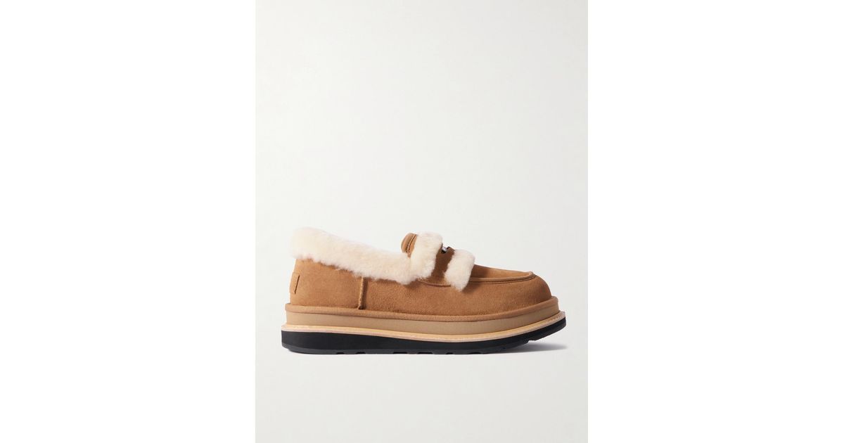 UGG Sacai Shearling Loafers in Brown | Lyst