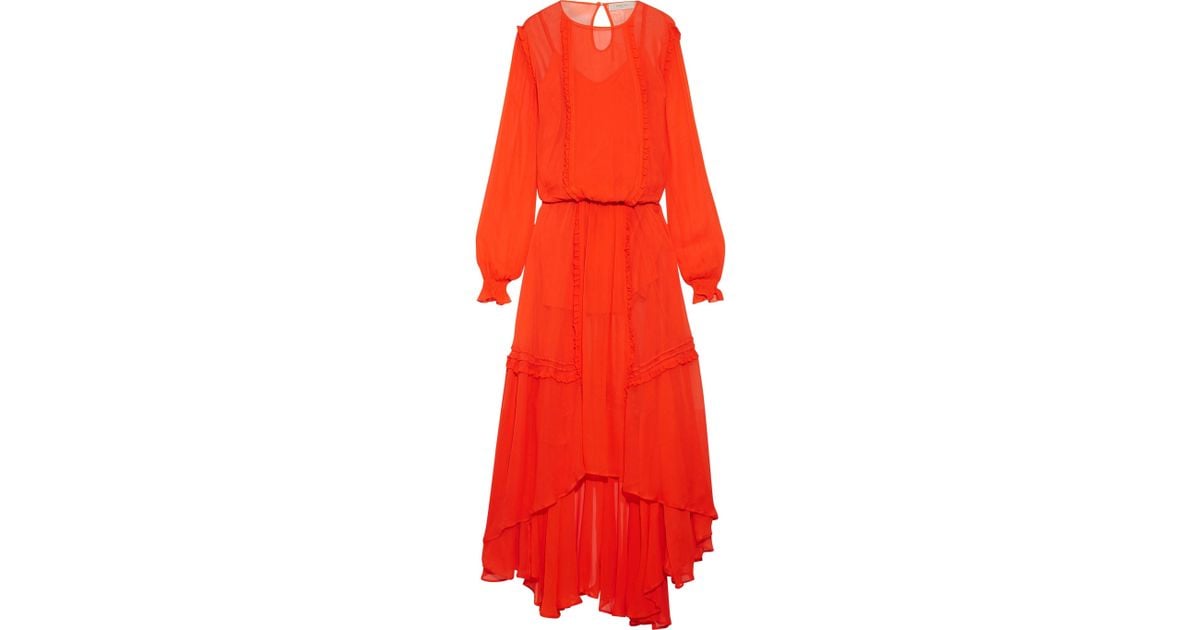 Red Chiffon Maxi Dress