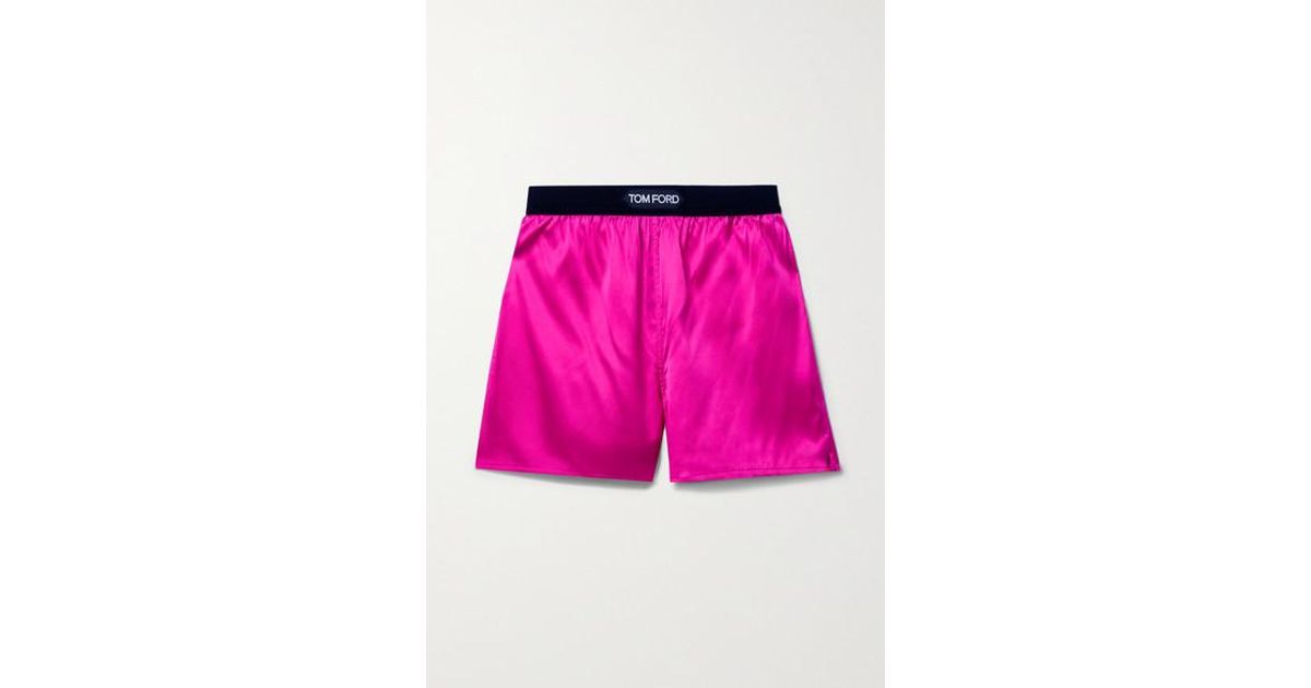 Tom Ford Velvet-trimmed Silk-blend Satin Shorts in Pink | Lyst