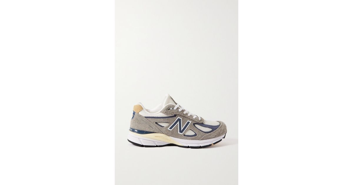 New Balance Made In Usa 990v4 Mesh And Leather-trimmed Suede Sneakers in  Gray | Lyst
