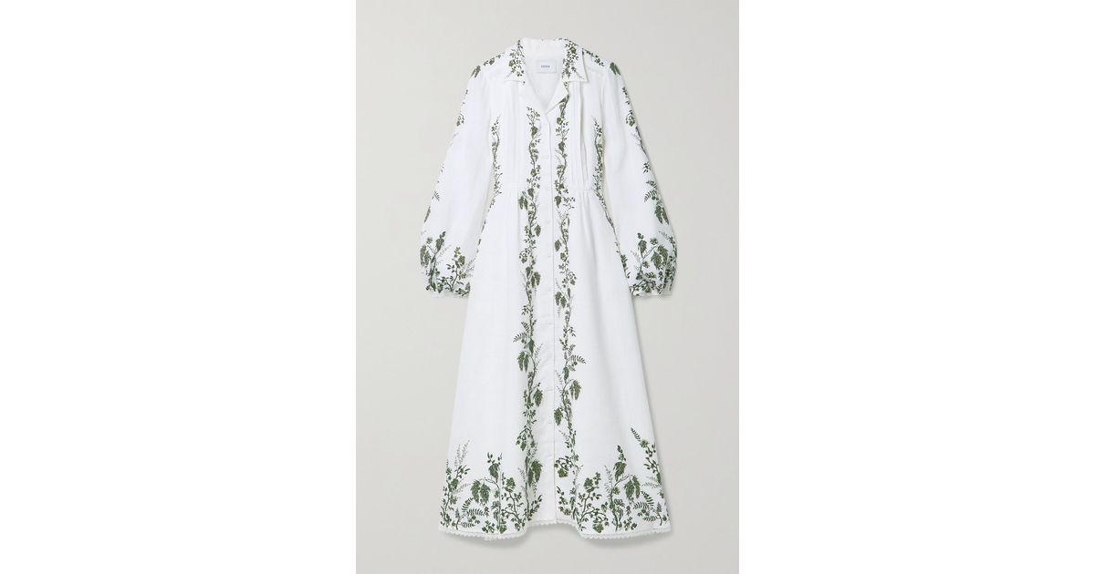 Printed Pure Cotton Midi Dress in White : TXR907