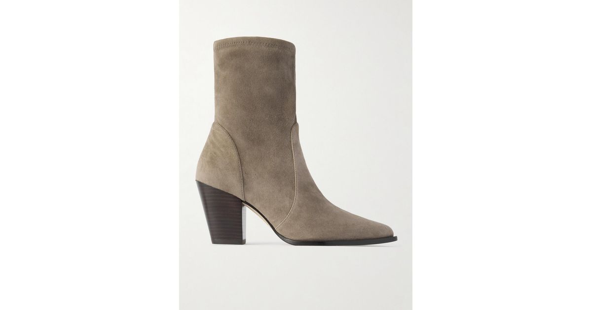 Stuart Foot Stuart Weitzman Jolene Suede Ankle Boots in White | Lyst