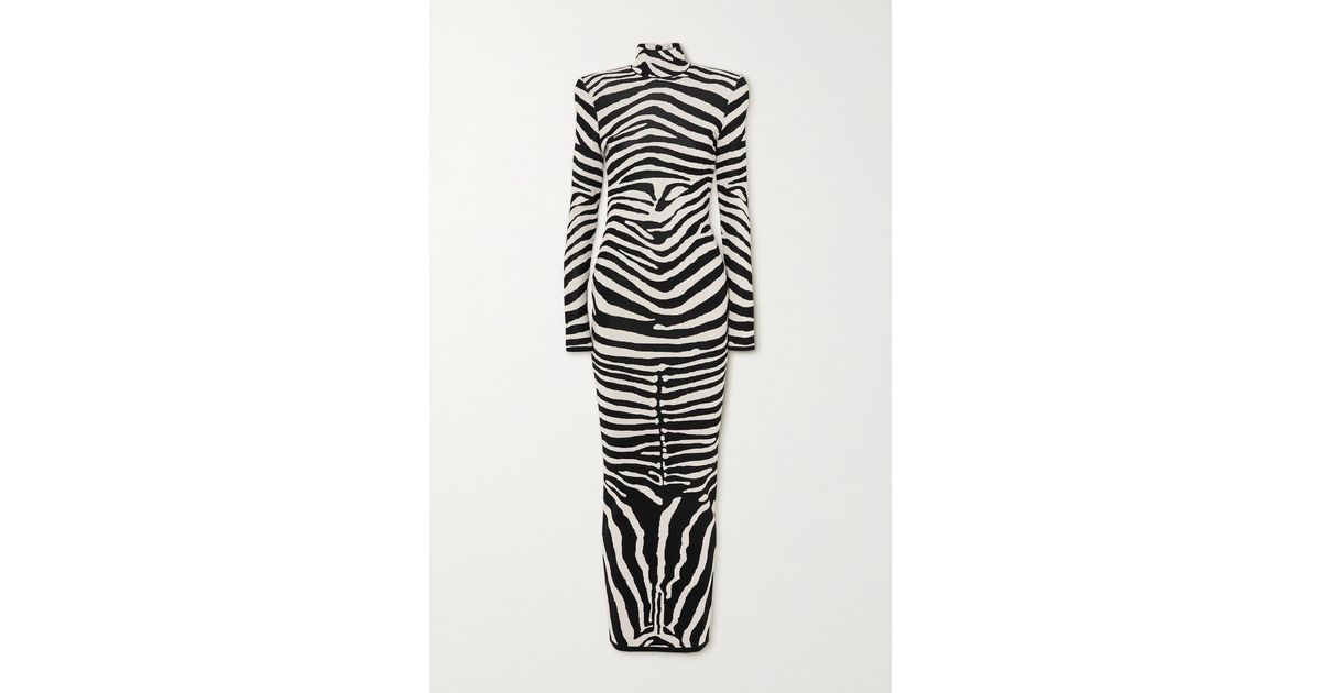 Balmain Zebrajacquard Maxi Dress in White Lyst