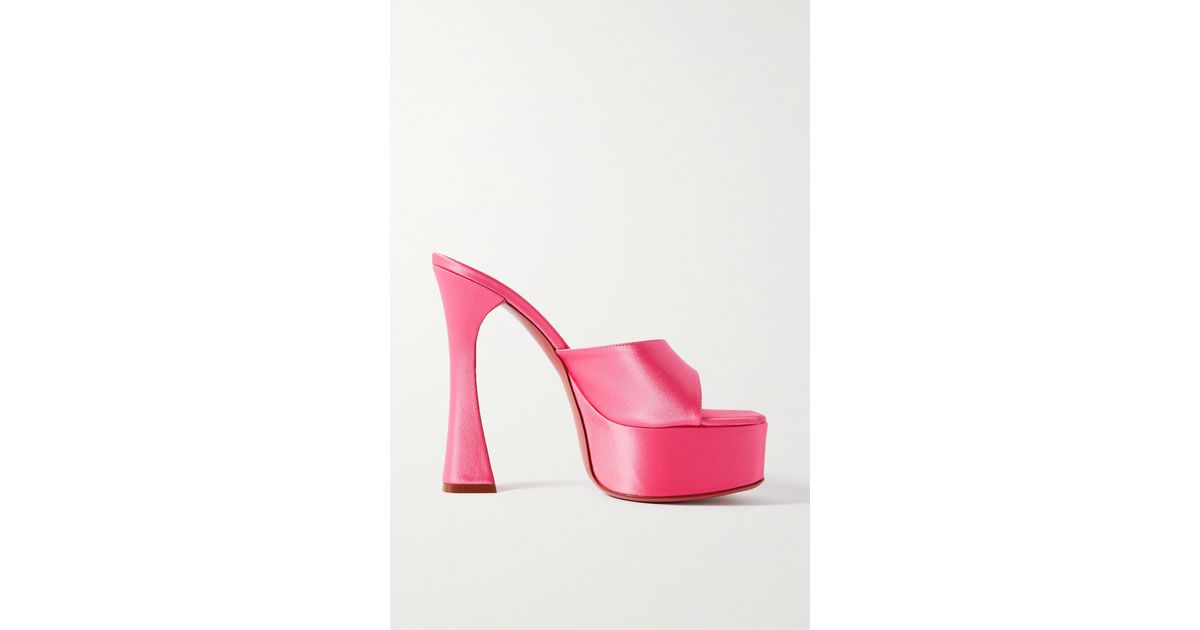 AMINA MUADDI Dalida Satin Platform Sandals in Pink | Lyst Australia