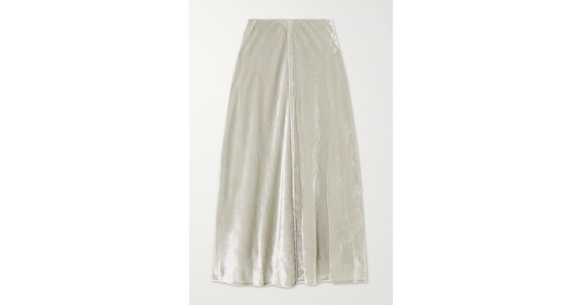 Vince Purl Edge Velvet Midi Skirt in White | Lyst