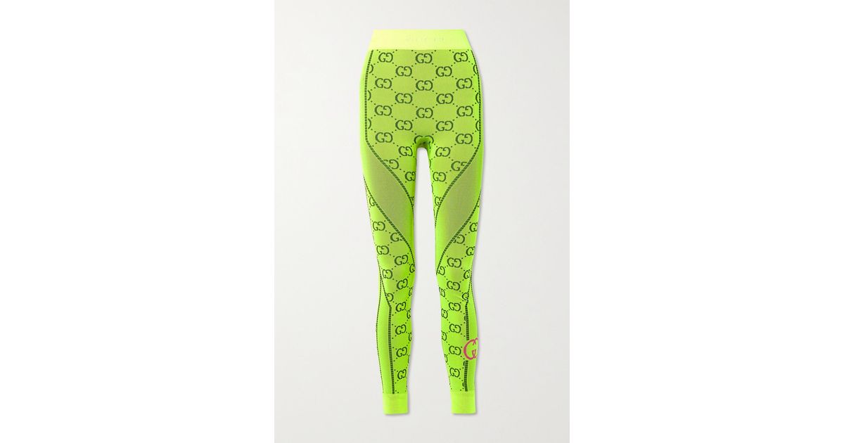 Gucci Love Parade Neon Jacquardknit Leggings in Yellow Lyst UK
