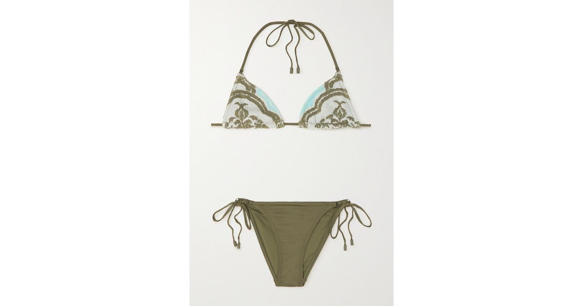 Zimmermann Jude Cotton-terry Jacquard Bikini in Green | Lyst Canada