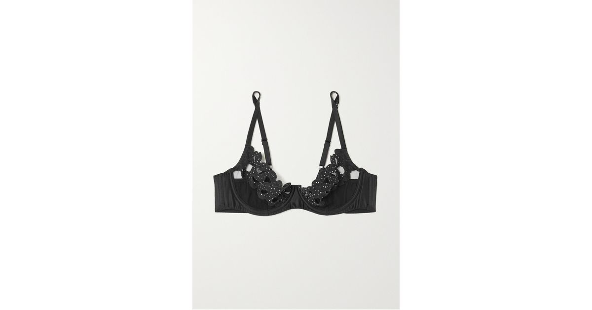 Agent Provocateur Angelinna Crystal Embellished Lace Trimmed Tulle And