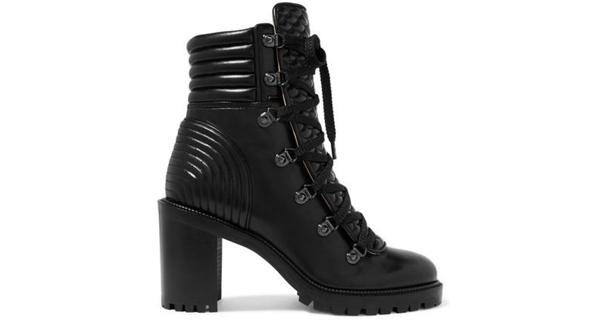 Christian Louboutin Mad 70 Spiked Quilted Leather Ankle Boots in Black - Lyst