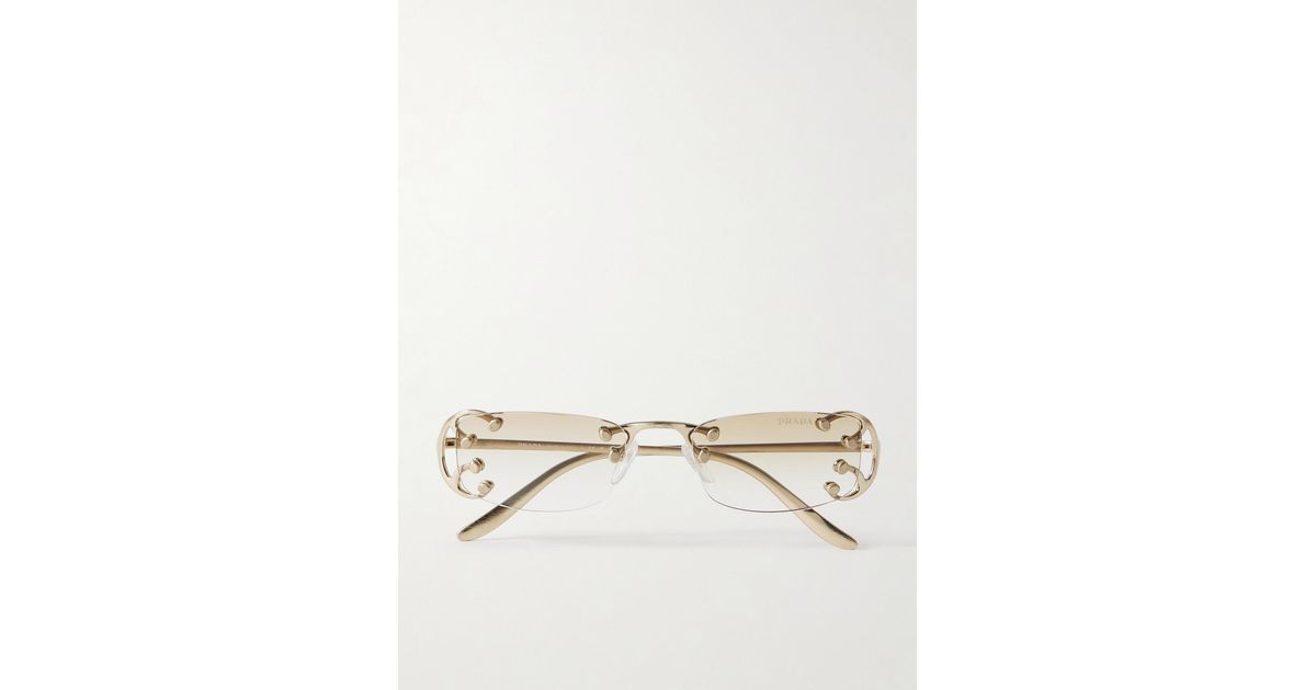 Prada Rimless-Tone Sunglasses in Natural | Lyst