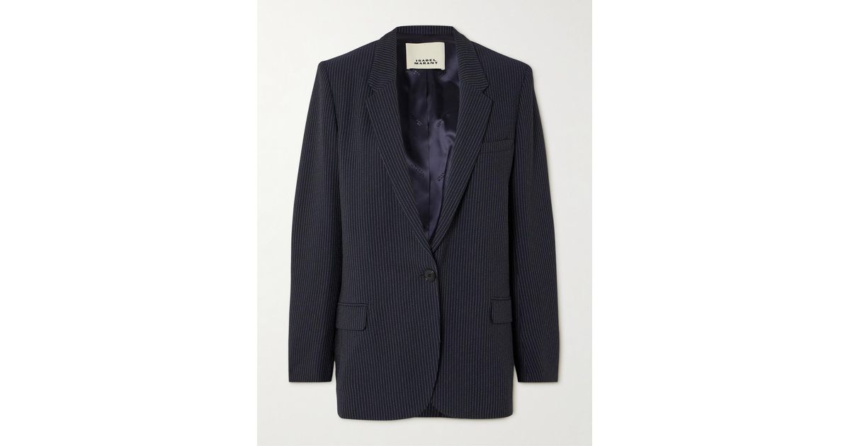 Isabel Marant Omelia Pinstriped Crepe Blazer in Blue | Lyst