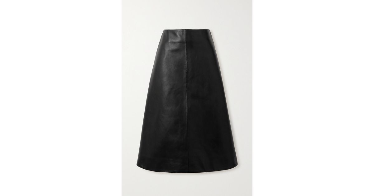 Magda Butrym Leather Midi Skirt in Black | Lyst