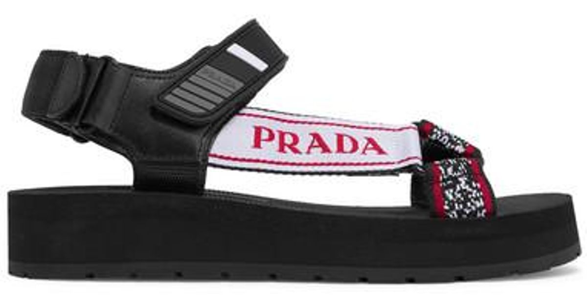 prada leather trimmed sandals