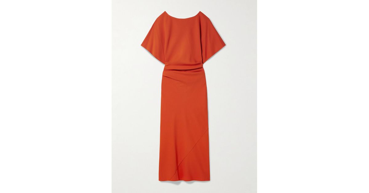staud amelie ruched midi dress STAUD, Amelie Dress in Cayenne, Size XS