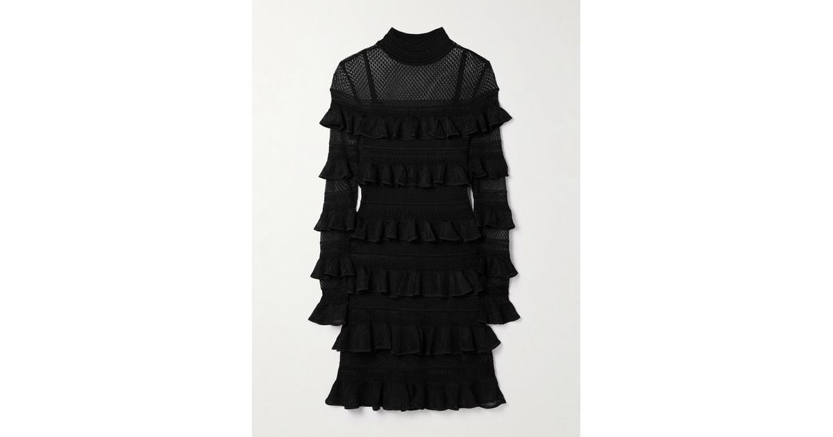 Zimmermann Crush Paneled Ruffled Ribbed-Knit And Crochet