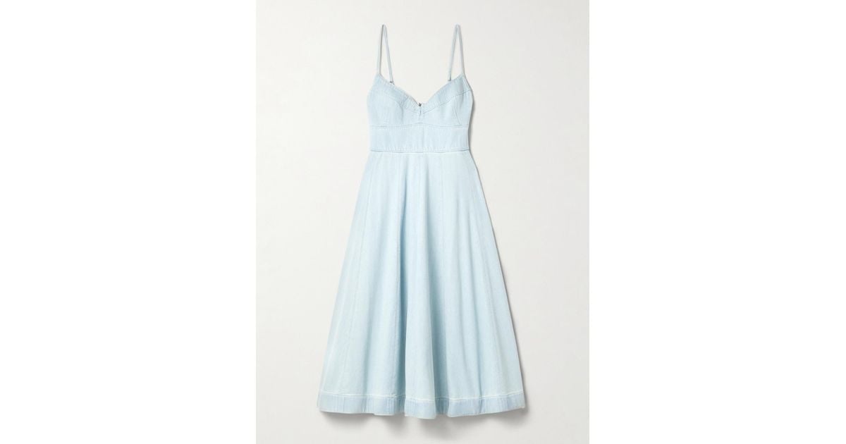 Zimmermann Acacia Paneled Denim Midi Dress in Blue | Lyst