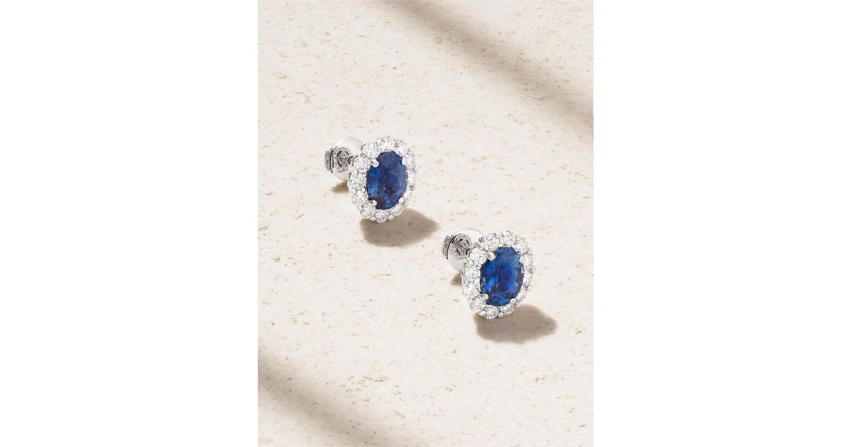 Garrard 1735 Platinum, Sapphire And Diamond Earrings in Blue | Lyst